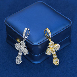 S925 Moissanite Diamond Multi Layered Royal Cross Pendant - Different Drips