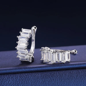 S925 Moissanite Baguette Huggie Earrings - Different Drips