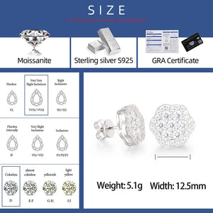 S925 Moissanite Diamond Flower Cluster Earrings - Different Drips