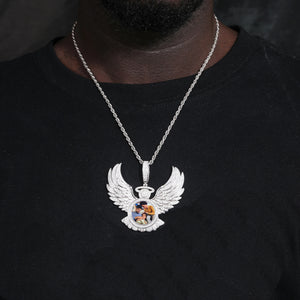 S925 Moissanite Diamond Angel Wings Custom Photo Pendant - Different Drips