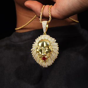 S925 Moissanite Gold Lion Pendant - Different Drips