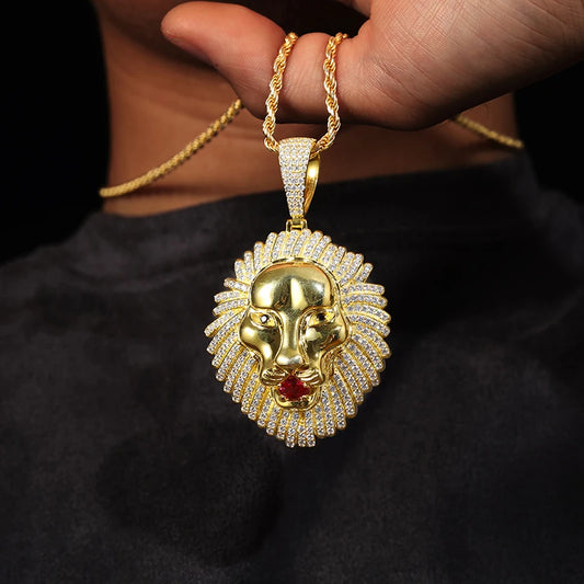 S925 Moissanite Gold Lion Pendant - Different Drips