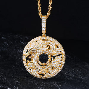 S925 Moissanite Dragon & Phoenix Medallion - Different Drips