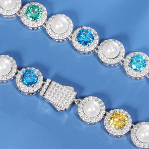 9mm S925 Multi Color Moissanite Pearl Chain - Different Drips