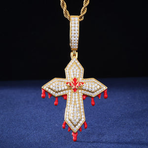 S925 Moissanite Dripping Cross Pendant - Different Drips
