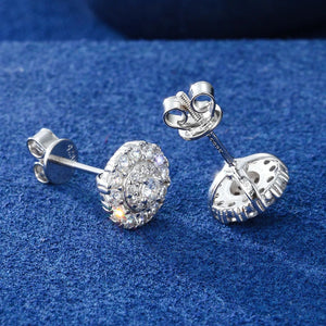Moissanite Round Cluster Halo Stud Earrings - Different Drips