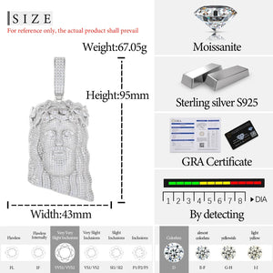 S925 Moissanite Jesus Head Pendant with Crown - Different Drips