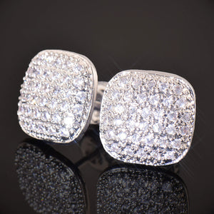 10mm Square Cut Pave Earrings - Different Drips