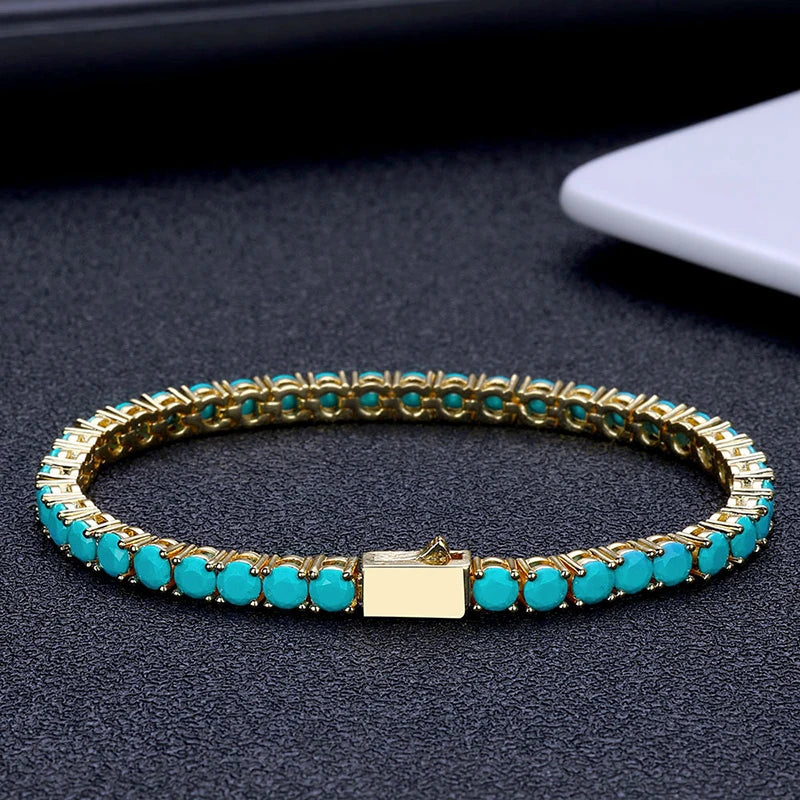 Turquoise Round Cut Tennis Bracelet - Different Drips