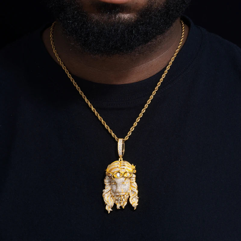 S925 Moissanite Jesus Head Pendant - Different Drips