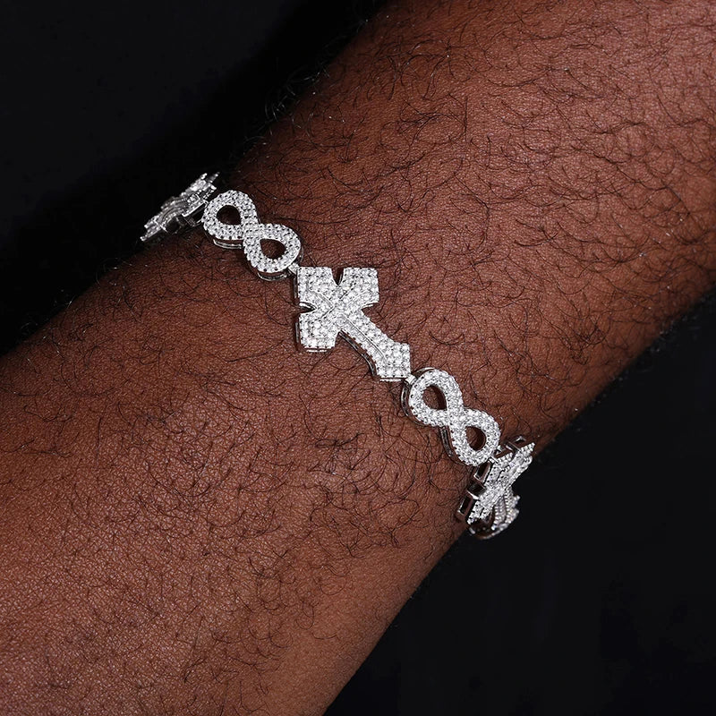 S925 Moissanite Diamond Royal Cross Link Infinity Bracelet - Different Drips