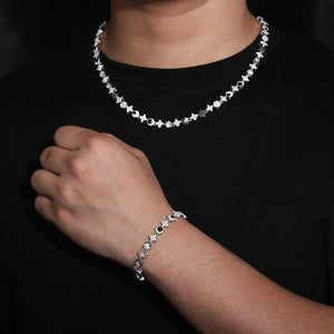 S925 Black & White Moissanite Star Link Bracelet - Different Drips