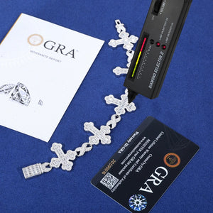 Iced Out Baguette Moissanite Cross Bracelet - Different Drips