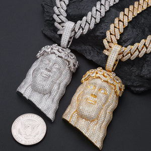 S925 Moissanite Jesus Head Pendant with Crown - Different Drips