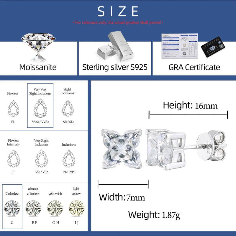925 Sterling Silver Lily Cut Moissanite Stud Earrings - Different Drips