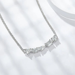 Women's S925 Emerald Cut Moissanite Diamond Curved Necklace - Different Drips