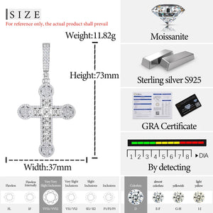 S925 Moissanite Rope Center Cross Pendant - Different Drips