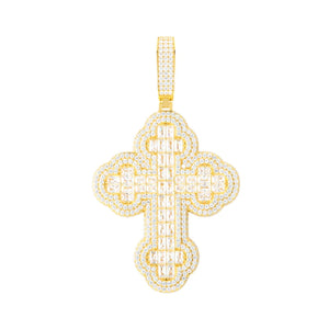 S925 Moissanite Baguette Cross Pendant - Different Drips