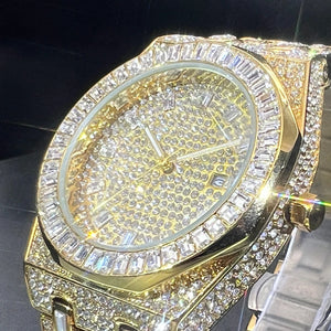 Bust Down Green Emerald Baguette Watch - Different Drips