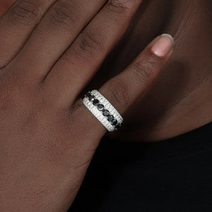 Created Emerald & D Color Moissanite Eternity Band - Different Drips