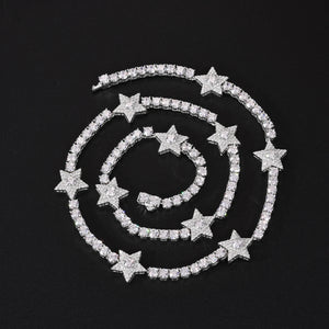 S925 Moissanite Diamond Star Stationed Tennis Chain - Different Drips