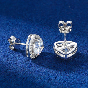Trillion Halo Round Stud Moissanite Earrings - Different Drips