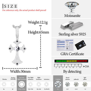 S925 Moissanite Tai Chi Ying Yang Cross Pendant - Different Drips