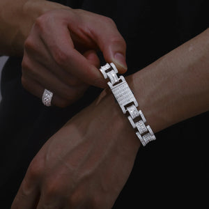 S925 Moissanite Diamond Baguette Watch Link Bracelet - Different Drips