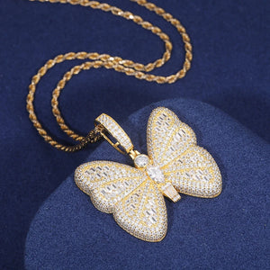 S925 Moissanite Baguette Diamond Butterfly Pendant - Different Drips