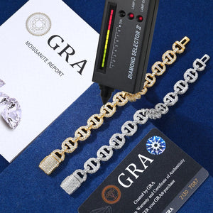 S925 Moissanite Iced Mariner-Link Bracelet - Different Drips