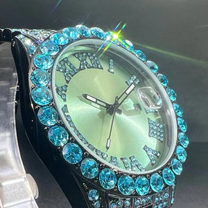 Bust Down Aqua Roman Watch - Different Drips