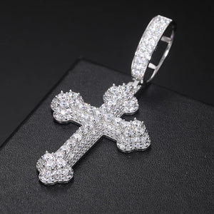 S925 Moissanite Round-Tipped Cross Pendant - Different Drips
