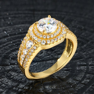 Moissanite Round Halo Engagement-Style Ring - Different Drips