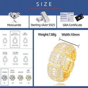 S925 Moissanite Baguette Eternity Band Ring - Different Drips