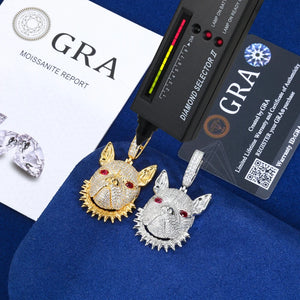 Iced Moissanite Bulldog Head Pendant - Different Drips
