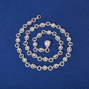 S925 Moissanite Diamond Double-Circle Link Necklace - Different Drips
