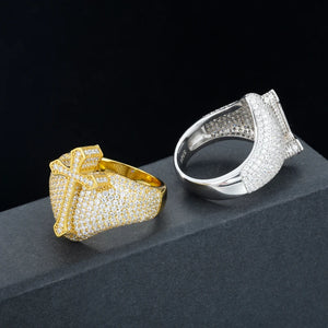 S925 Moissanite Cross Dome Ring - Different Drips