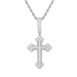 S925 Moissanite Round-Tipped Cross Pendant - Different Drips