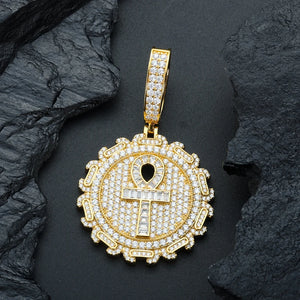 S925 Moissanite Ankh Medallion Pendant - Different Drips