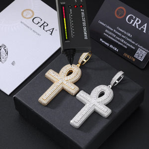 S925 Baguette Moissanite Ankh Pendant - Different Drips