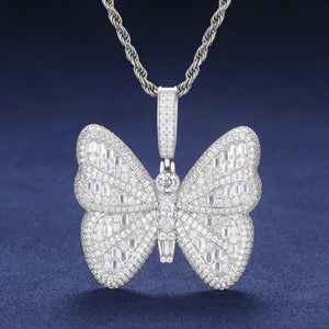 S925 Moissanite Baguette Diamond Butterfly Pendant - Different Drips