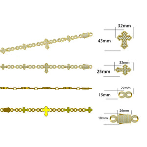 15mm Baguette Cross Stationed Infinity Link Chain - Different Drips