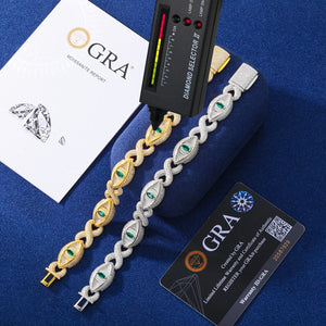 S925 Moissanite Evil Eye Cuban Link Bracelet - Different Drips