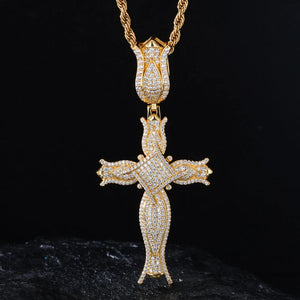 S925 Moissanite Blooming Rose Pendant - Different Drips