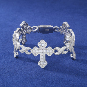 Iced Out Baguette Moissanite Cross Bracelet - Different Drips