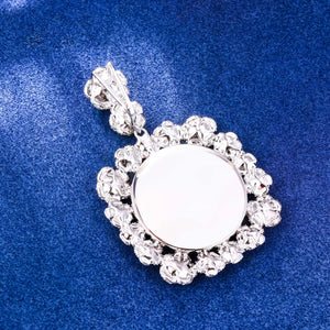 Rosette Halo Moissanite Custom Photo Medallion Pendant - Different Drips