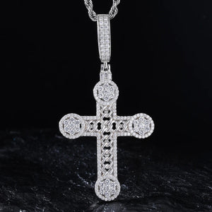 S925 Moissanite Rope Center Cross Pendant - Different Drips