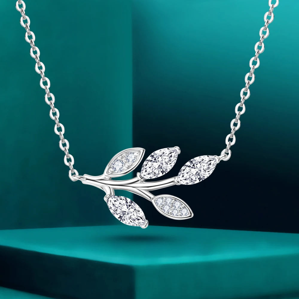 Women's S925 Moissanite Leaf Pendant - Different Drips