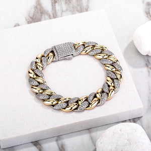 9-14mm Two-Tone Cuban Link Bracelet - Different Drips