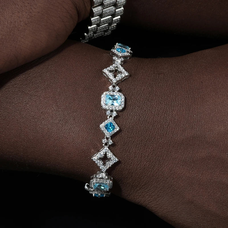 13mm Ice Blue Halo Link Bracelet - Different Drips